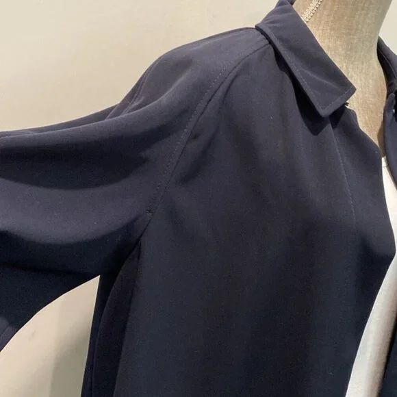 Hilary Radley Navy Blue Maxi Trench Coat Size 12 Snap Closure, - Picture 4 of 15